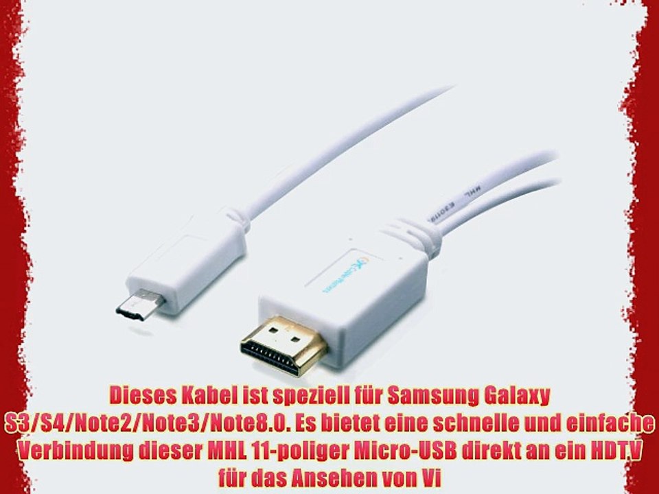 Cable Matters - MHL (Micro-USB) auf HDMI Aktives Kabel f?r Samsung Galaxy S3/S4/Note2/Note3/Note8.0