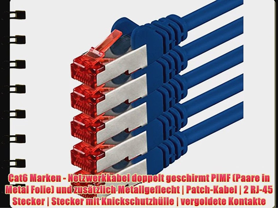 3m - blau - 5 St?ck - CAT.6 Ethernet Lan Netzwerkkabel RJ45 | 10/100/1000/Mbit/s | Patchkabel