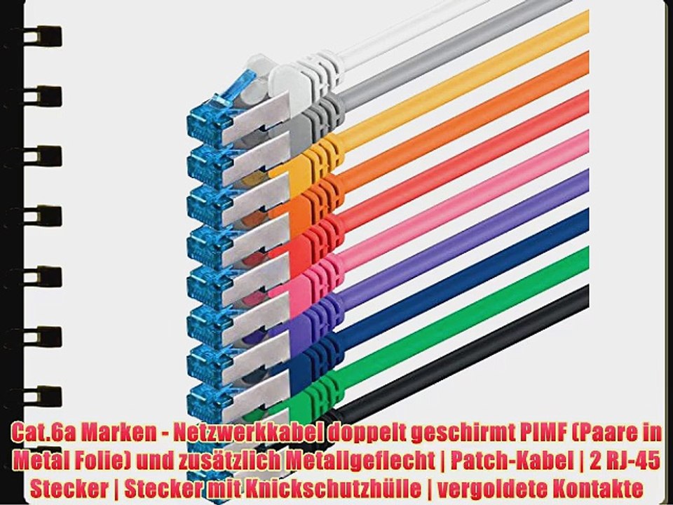 3m - CAT6a - Netzwerkkabel SET | 10 - Farben | CAT 6a | S-FTP | doppelt geschirmt - GHMT zertifiziert