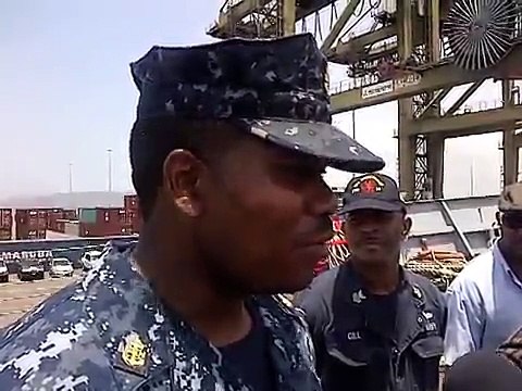 Jamaican US Navy members Fly Jamaica's Flag High