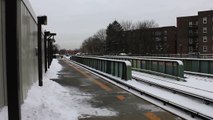 IRT Subway: Dyre Avenue Bound R142 (5) train at Morris Park (Snowy Aftermath)