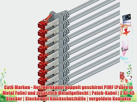 3m - grau - 10 St?ck - CAT.6 Ethernet Lan Netzwerkkabel RJ45 | 10/100/1000/Mbit/s | Patchkabel