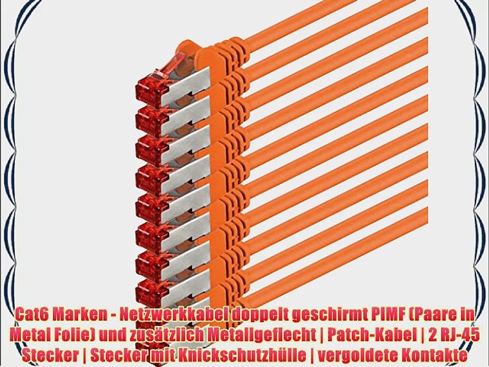 2m - orange - 10 St?ck - CAT.6 Ethernet Lan Netzwerkkabel RJ45 | 10/100/1000/Mbit/s | Patchkabel