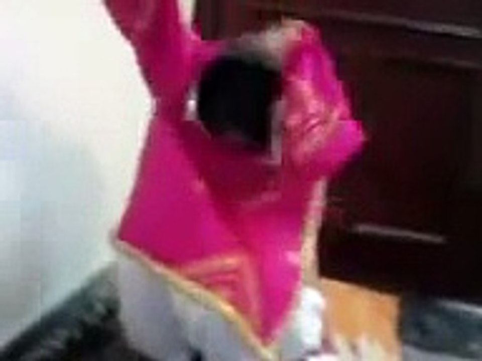 Girl is changing dress