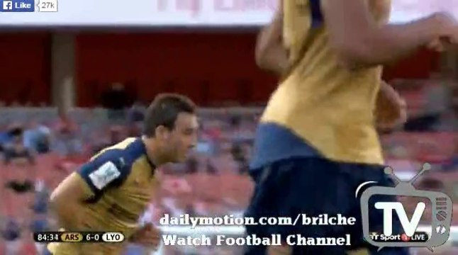 Santi Cazorla Amazing Free Kick Goal Arsenal 6-0 Lyon 2015 HD