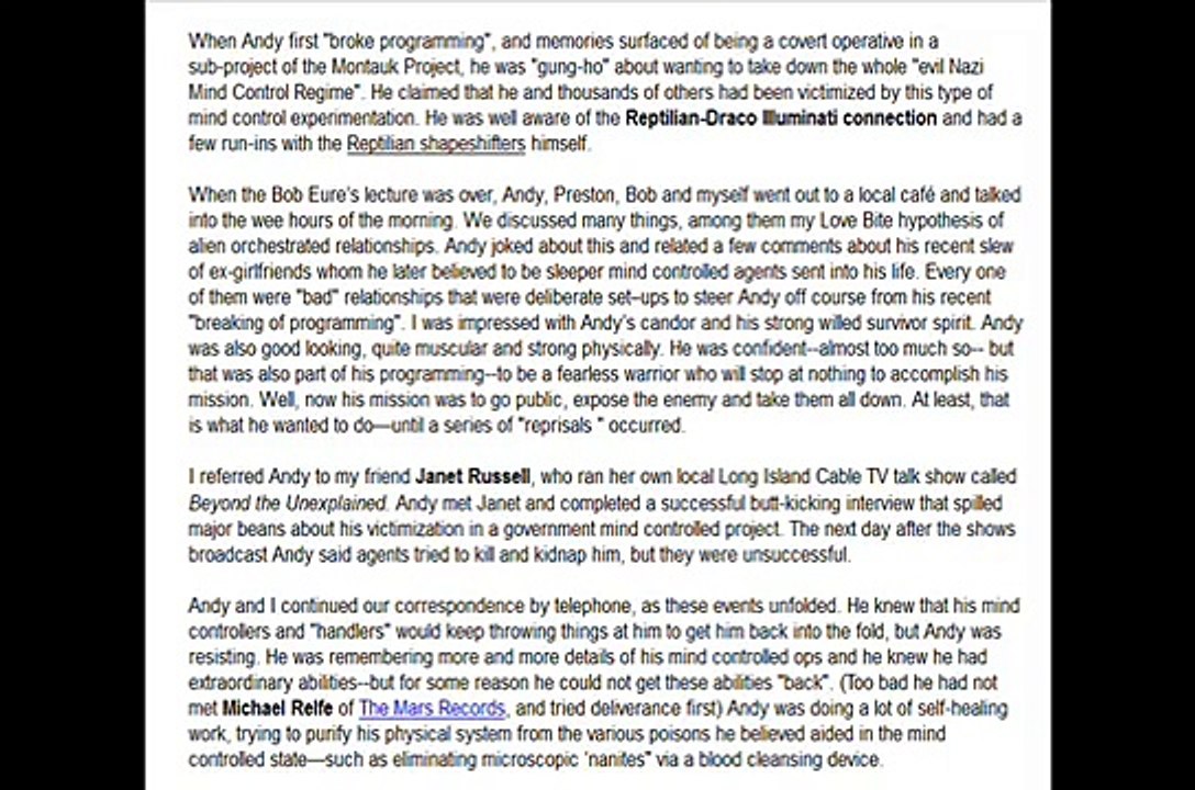 Super-Race Projects & Montauk Experiments ~ Andy Pero - Project Superman [mirror]