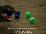 RepRap 3d Printer ABS Gears VS PLA Gears for Extruders