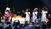 Lauryn Hill performing with dancers at Corona Park in Queens for Louis Armstrong festval