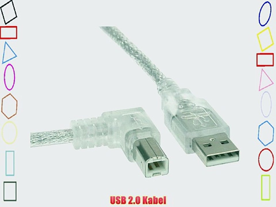 USB 2.0 Kabel USB Anschlusskabel A / Stecker - B / Stecker 2.0 m transparent links abgewinkelt