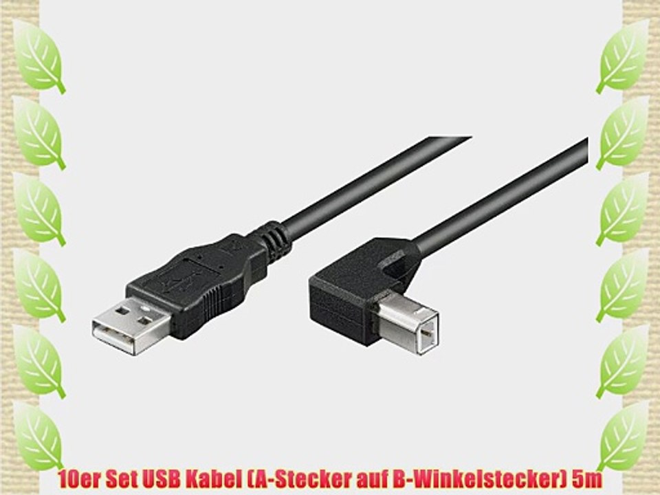 10er Set USB Kabel (A-Stecker auf B-Winkelstecker) 5m
