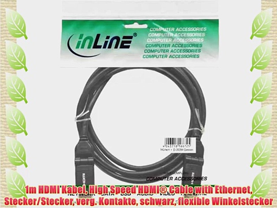1m HDMI Kabel High Speed HDMI? Cable with Ethernet Stecker/Stecker verg. Kontakte schwarz flexible
