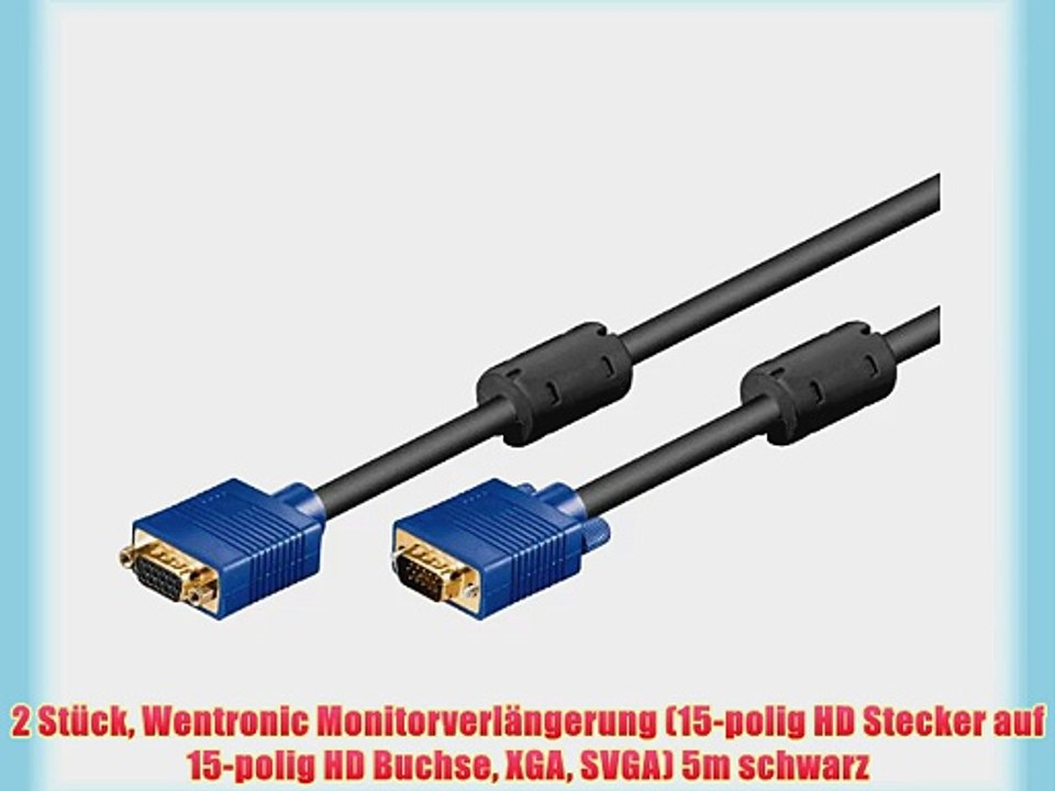 2 St?ck Wentronic Monitorverl?ngerung (15-polig HD Stecker auf 15-polig HD Buchse XGA SVGA)