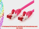 deleyCON CAT6 Patchkabel - S-FTP PIMF [50m] CAT.6 Netzwerkkabel / Ethernetcable [Magenta] doppelt