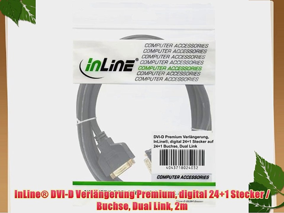 InLine? DVI-D Verl?ngerung Premium digital 24 1 Stecker / Buchse Dual Link 2m