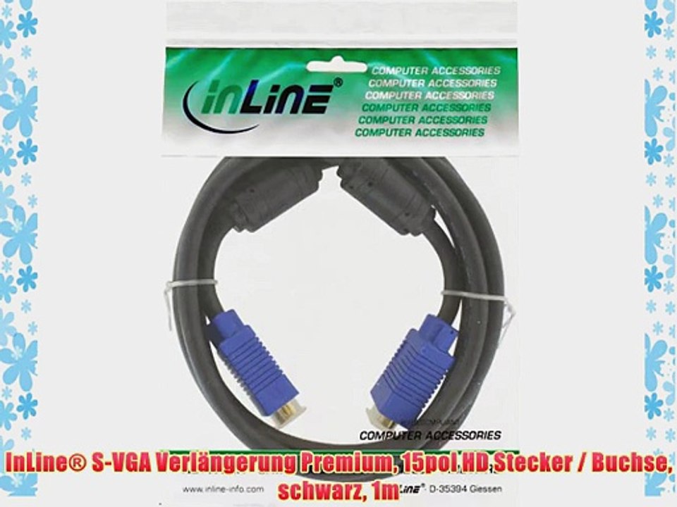 InLine? S-VGA Verl?ngerung Premium 15pol HD Stecker / Buchse schwarz 1m