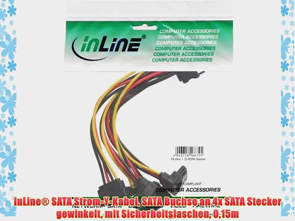 InLine? SATA Strom-Y-Kabel SATA Buchse an 4x SATA Stecker gewinkelt mit Sicherheitslaschen