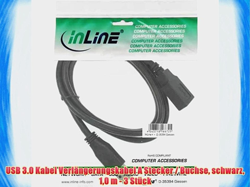 USB 3.0 Kabel Verl?ngerungskabel A Stecker / Buchse schwarz 10 m - 3 St?ck