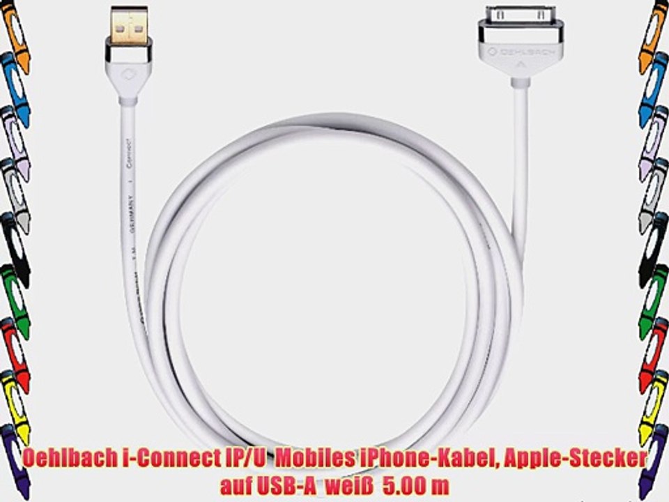 Oehlbach i-Connect IP/U  Mobiles iPhone-Kabel Apple-Stecker auf USB-A  wei?  5.00 m