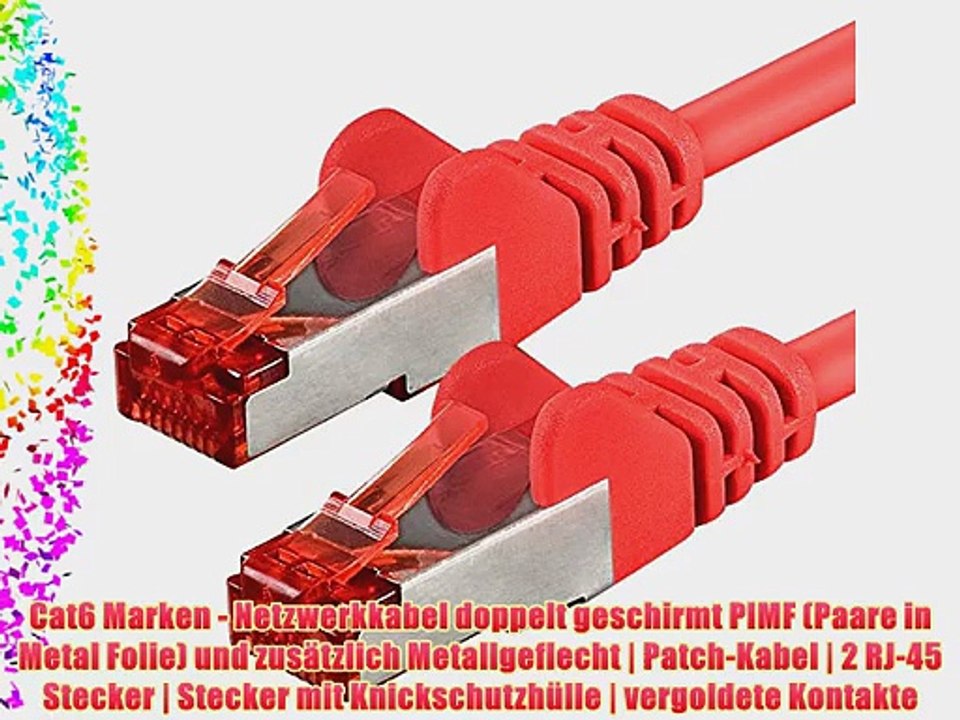 15m - rot - 1 St?ck - CAT.6 Ethernet Lan Netzwerkkabel RJ45 | 10/100/1000/Mbit/s | Patchkabel