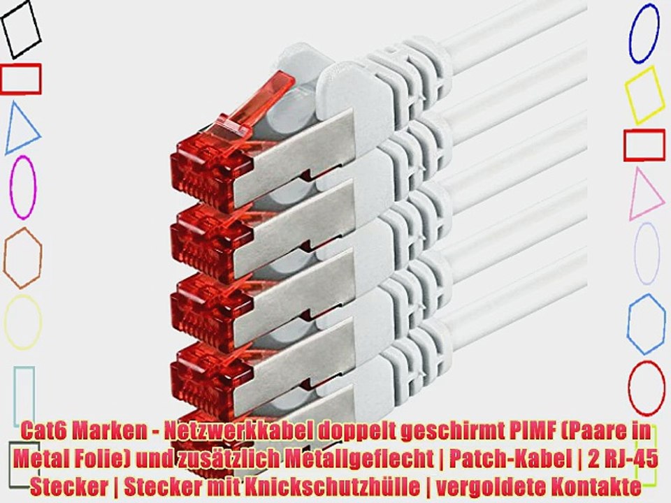 5m - wei? - 5 St?ck - CAT.6 Ethernet Lan Netzwerkkabel RJ45 | 10/100/1000/Mbit/s | Patchkabel