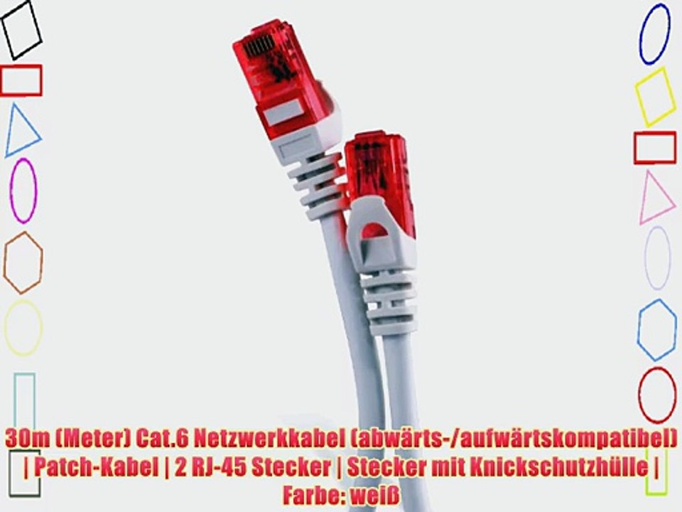 30m - CAT.6 Ethernet Gigabit Lan Netzwerkkabel (RJ45) | 10/100/1000Mbit/s | Patchkabel | UTP