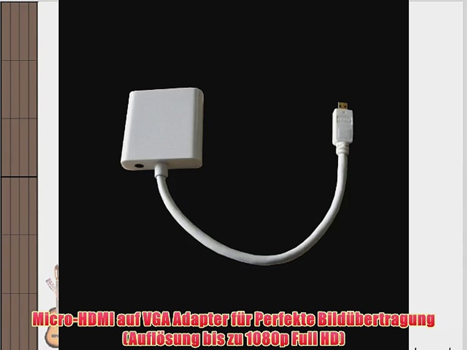 2-TECH Micro HDMI (Type D) zu VGA Adapter Kabel wei? 1080p Full HD mit 35mm Klinke Line-Out