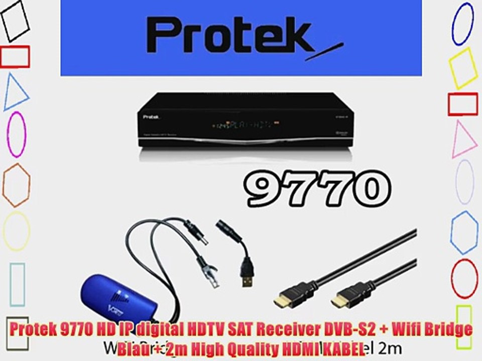 Protek 9770 HD IP digital HDTV SAT Receiver DVB-S2   Wifi Bridge Blau   2m High Quality HDMI