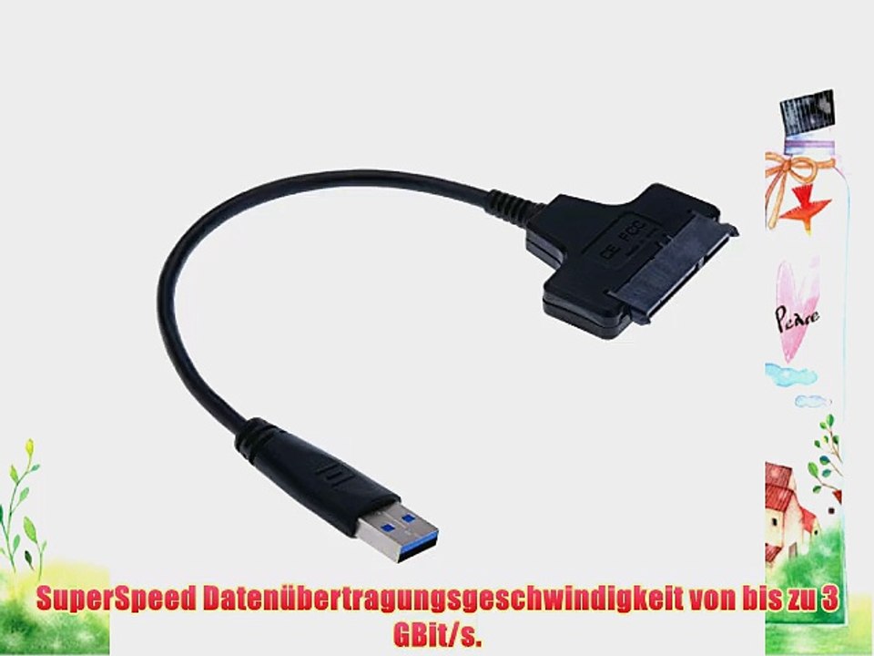 tinxi? USB 3.0 auf SATA 7 15 Pin Konverter Adapter Kabel f?r 2.5 Zoll HDD Festplatten