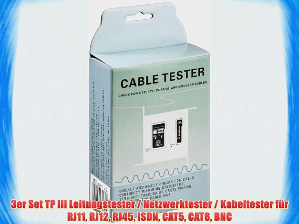 3er Set TP III Leitungstester / Netzwerktester / Kabeltester f?r RJ11 RJ12 RJ45 ISDN CAT5 CAT6