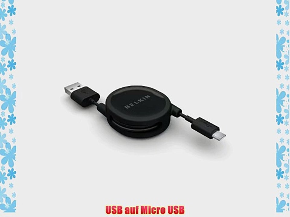Belkin USB 2.0 Hi-Speed Lade- und Sync-Kabel (ausziehbar USB Stecker A/Stecker Micro B) 08