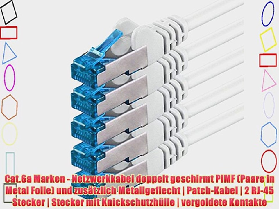 3m - CAT6a - Netzwerkkabel SET | weiss - 5 St?ck | CAT 6a | S-FTP | doppelt geschirmt - GHMT
