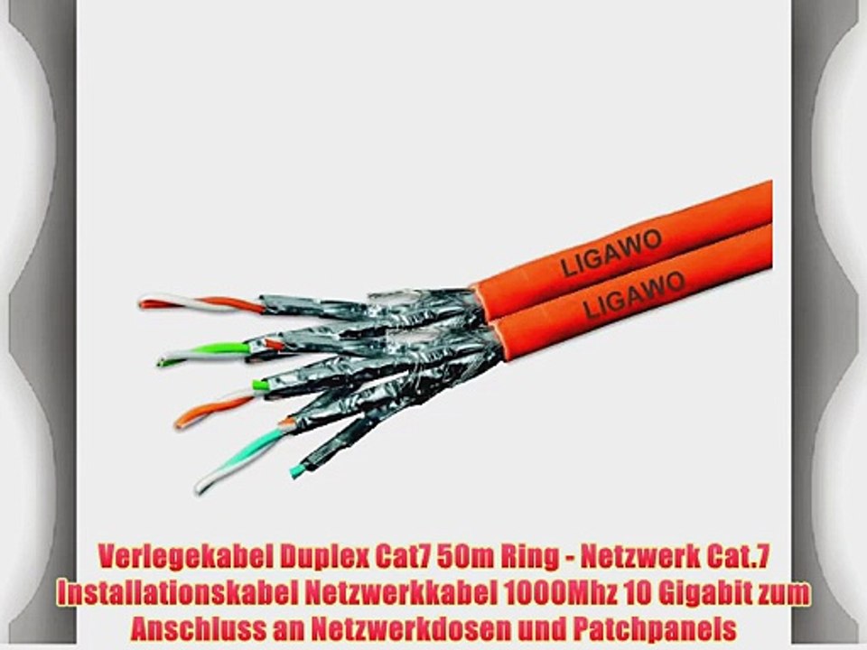 Verlegekabel Duplex Cat7 50m Ring - Netzwerk Cat.7 Installationskabel Netzwerkkabel 1000Mhz