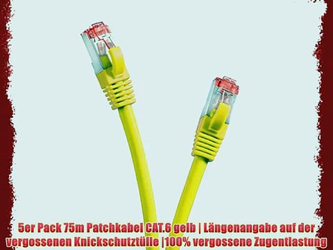 TPFNet (5er PACK) 75m CAT.6 - CAT6 Premium Ethernet LAN Patchkabel SFTP DOPPELT GESCHIRMT |