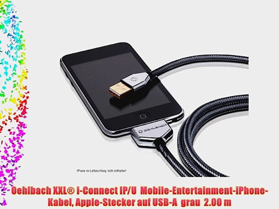 Oehlbach XXL? i-Connect IP/U  Mobile-Entertainment-iPhone-Kabel Apple-Stecker auf USB-A  grau