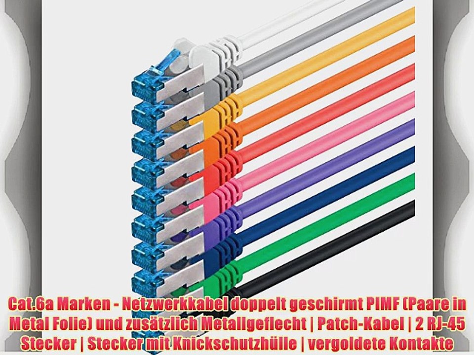 15m - CAT6a - Netzwerkkabel SET | 10 - Farben | CAT 6a | S-FTP | doppelt geschirmt - GHMT zertifiziert