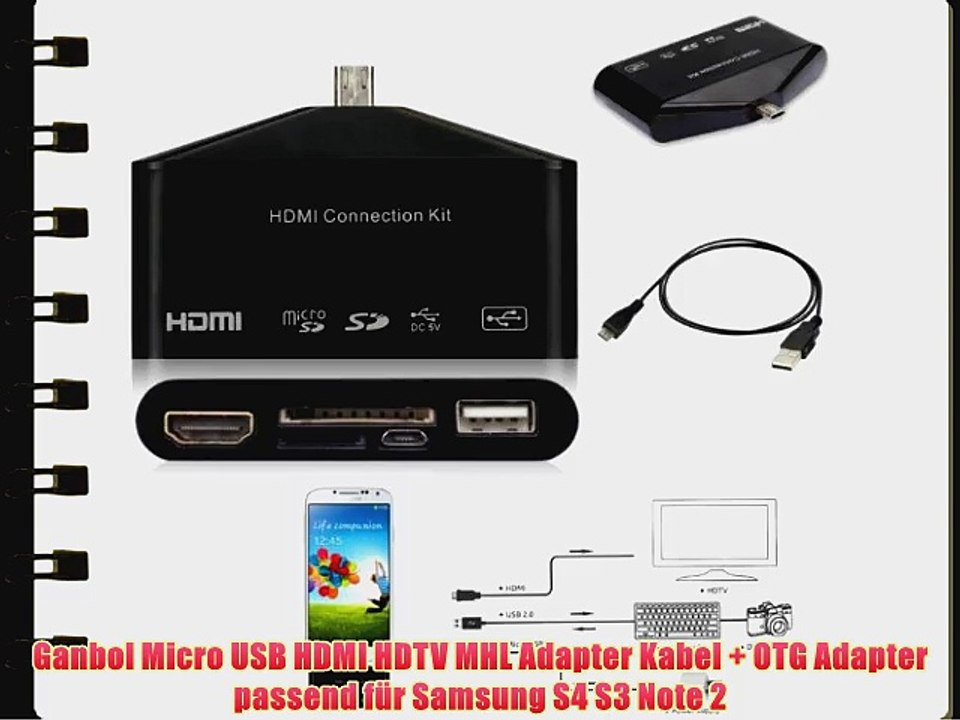 Ganbol Micro USB HDMI HDTV MHL Adapter Kabel   OTG Adapter passend f?r Samsung S4 S3 Note 2