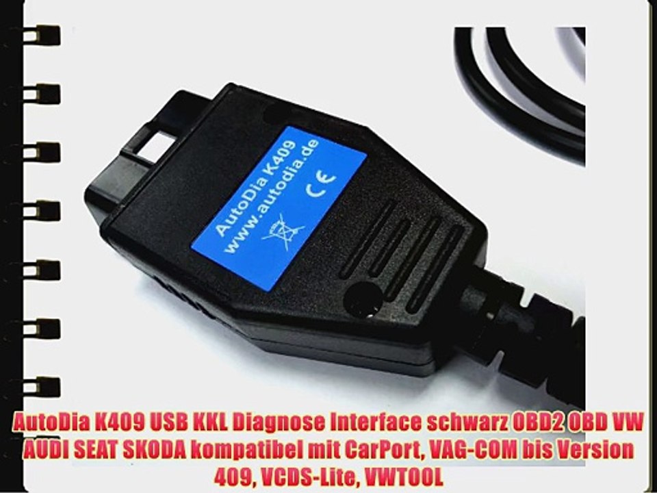 AutoDia K409 USB KKL Diagnose Interface schwarz OBD2 OBD VW AUDI SEAT SKODA kompatibel mit