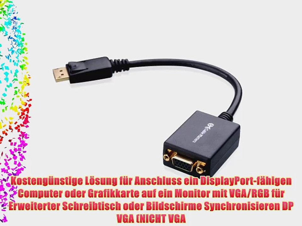 Cable Matters - Vergoldete DisplayPort auf VGA Aktiv- Adapter (St-Bu) in Schwarz