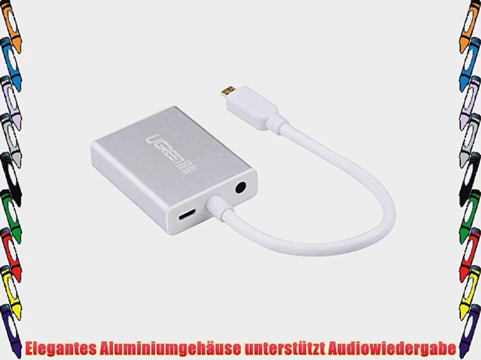 Ugreen Micro HDMI auf VGA Wandler mit 35 mm Audio Micro-USB und hochwertigem Aluminiumgeh?use