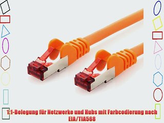 deleyCON CAT6 Patchkabel - S-FTP PIMF [15m] CAT.6 Netzwerkkabel / Ethernetcable [Orange] doppelt