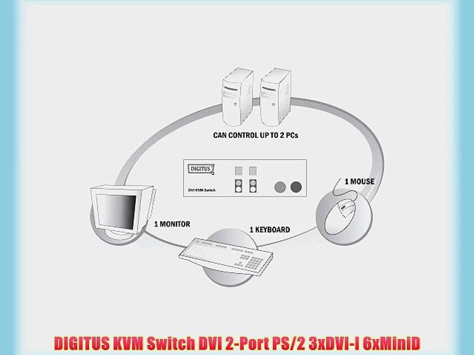 DIGITUS KVM Switch DVI 2-Port PS/2 3xDVI-I 6xMiniD