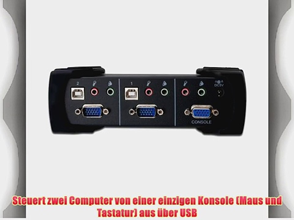 Digitus DS-12423 Audio-USB-KVM Switch (2-Port) mit USB 2.0 Hub
