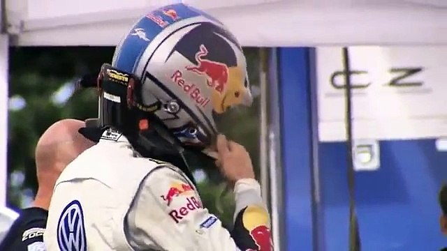 German TV host Andrea Kaiser getting a Taxi Drive with Sebastien Ogier in the POLO R WRC