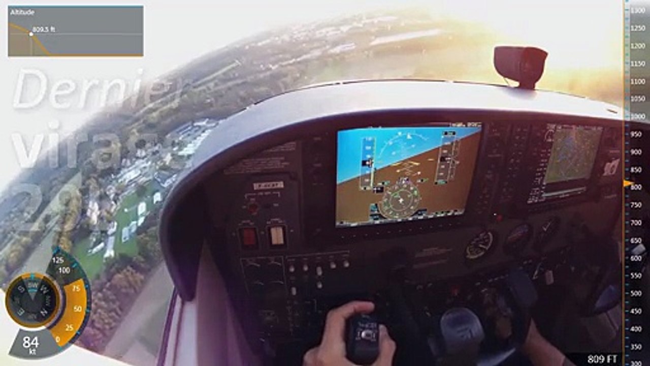 L'atterrissage à St-Cyr vu... depuis l'écran du Garmin G1000 d'un Cessna 172