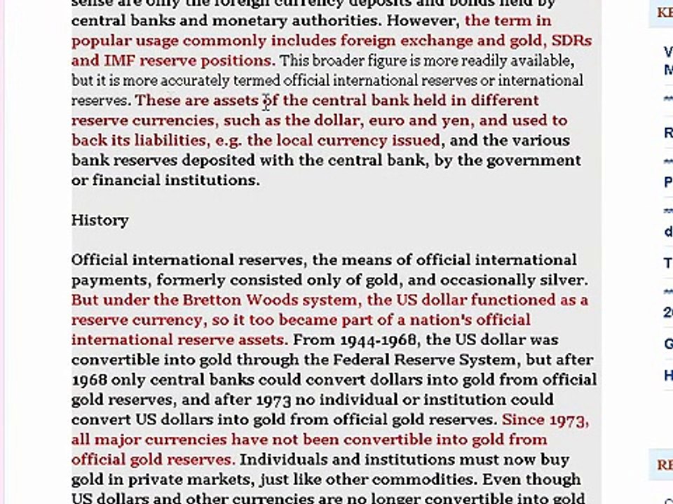 Foreign Exchange Reserves and Gold
