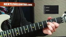 Blues Guitar lesson Joe Bonamassa inspired bluesy chords rhythms devices shuffles with tabs