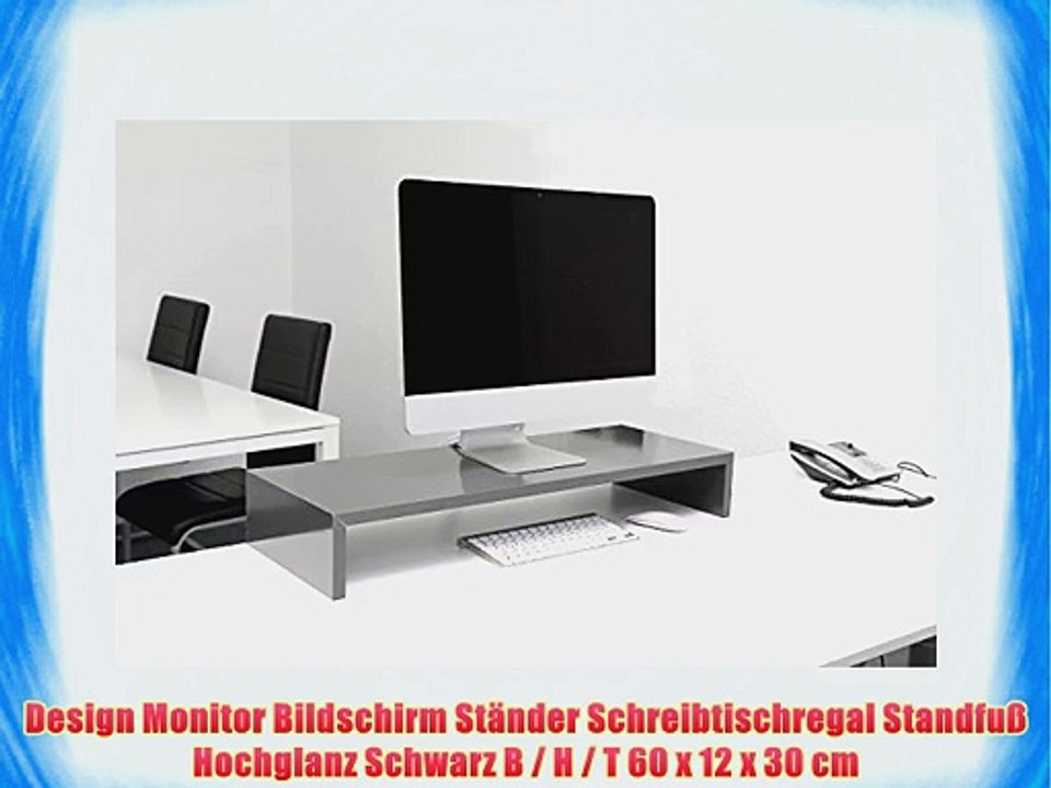 Design Monitor Bildschirm St?nder Schreibtischregal Standfu? Hochglanz Schwarz B / H / T 60