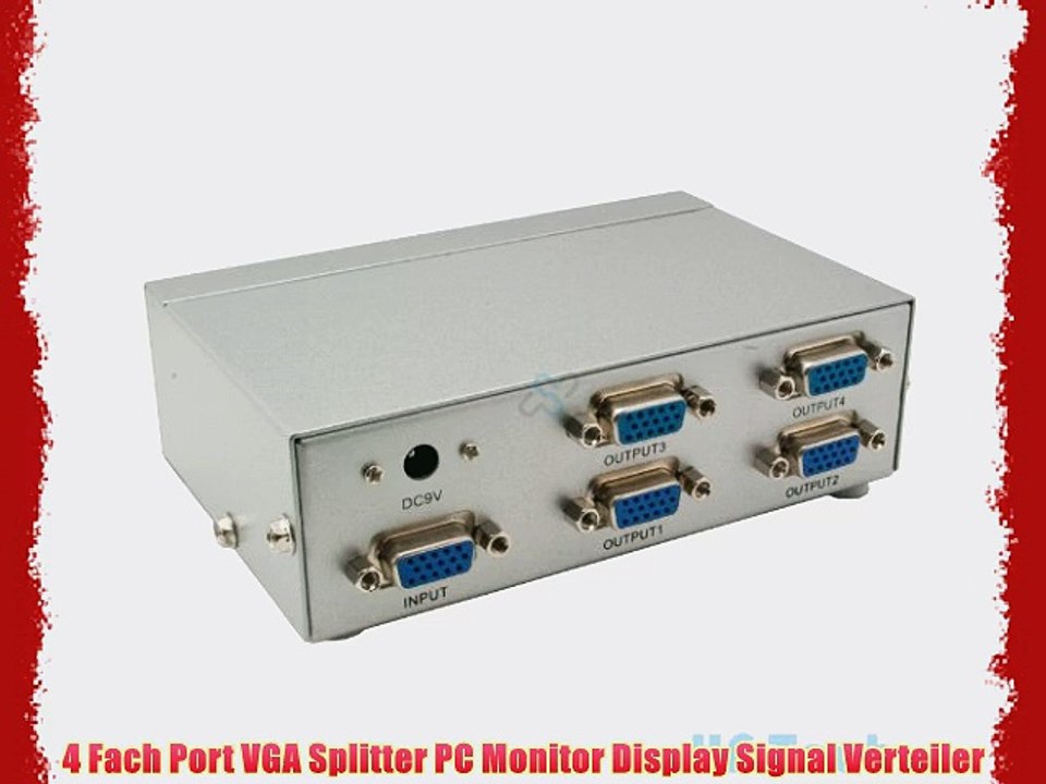 4 Fach Port VGA Splitter PC Monitor Display Signal Verteiler