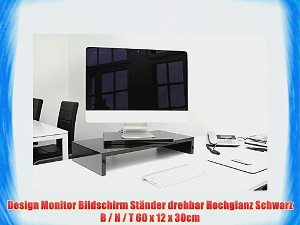 Design Monitor Bildschirm St?nder drehbar Hochglanz Schwarz B / H / T 60 x 12 x 30cm