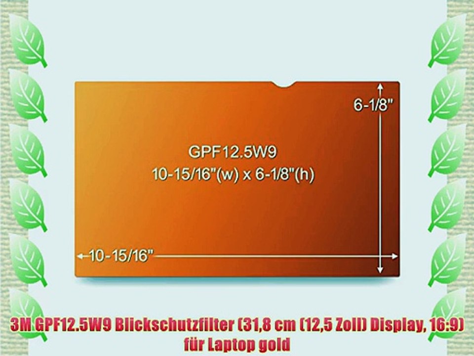 3M GPF12.5W9 Blickschutzfilter (318 cm (125 Zoll) Display 16:9) f?r Laptop gold